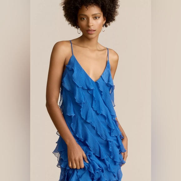 BHLDN Jia Bias-Cut Ruffled V-Neck Gown - Picture 2 of 4